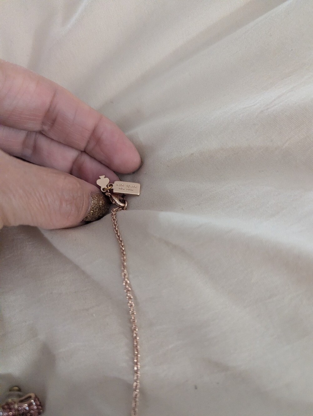 Kate spade bow Rose Gold Heart Charm Pendant Necklace